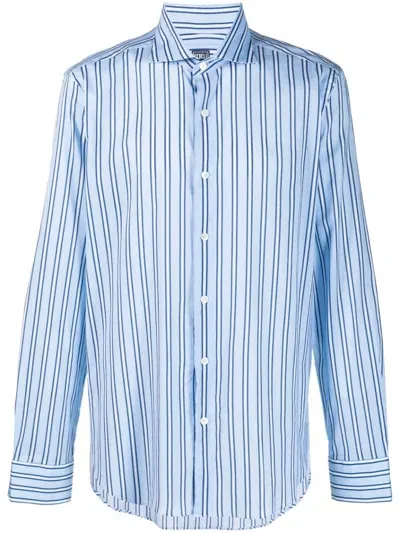 Fedeli Candy-stripe Long-sleeve Shirt In Blue