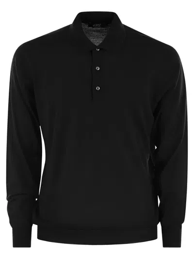 Fedeli Virgin Wool Polo Shirt In Black