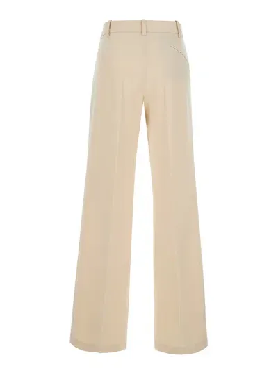 Federica Tosi Beige Palazzo Pants With Pences On The Front In Tech Fabric Woman