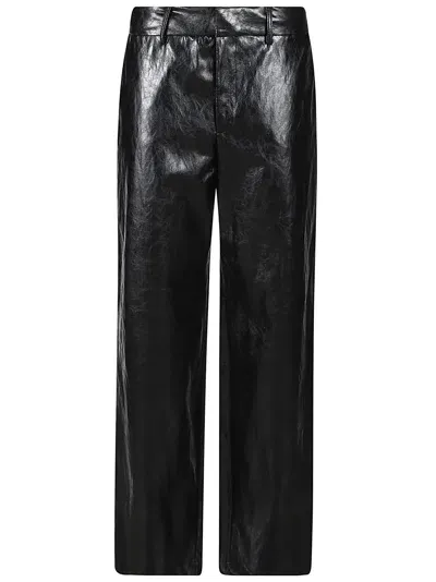 Federica Tosi Classic Wide Leg Shiny Trousers In Black