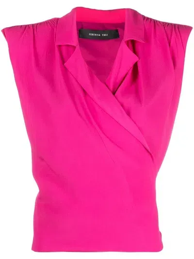 Federica Tosi Shoulder Pad Tank Top In Fuchsia