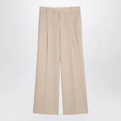 Federica Tosi Wide Butter Coloured Wool Blend Trousers In Neutrals