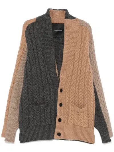 Federico Cina Colourblock Cardigan In Brown