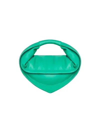 Federico Cina 'mini Tortellino' Green Handbag In Leather Woman