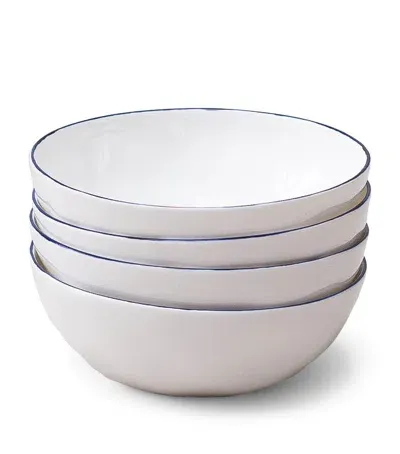 Feldspar Set Of 4 Cobalt Cereal Bowls In White