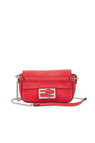 Fendi 2 Way Baguette Shoulder Bag In Red