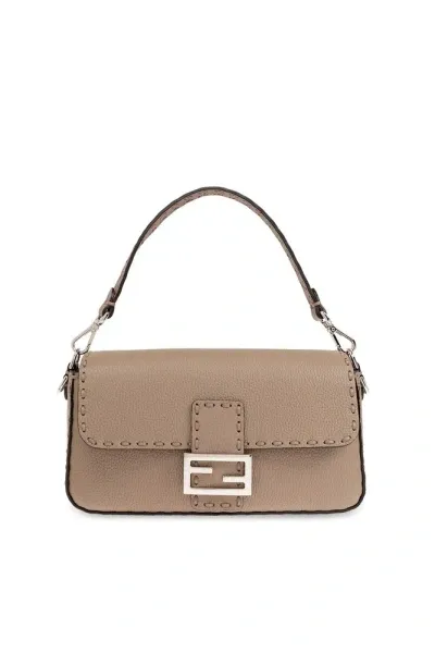 Fendi Medium Iconic Baguette Bag In Grey