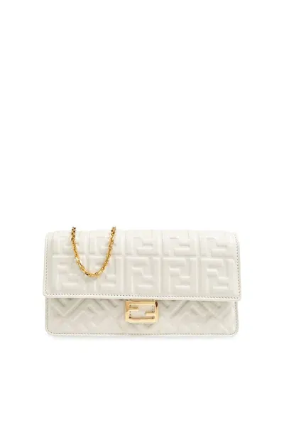 Fendi Baguette Small Shoulder Bag In White