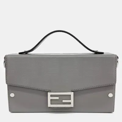 Pre-owned Fendi Baguette Trunk Bag In Grey