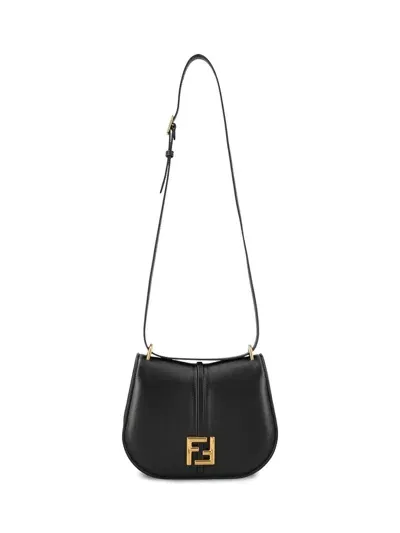 Fendi Black Faux Leather Mini Shoulder Crossbody Bag For Women In Noir