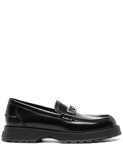 Fendi Loafer Mit Logo-schild In Black