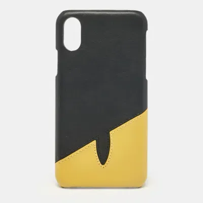 Pre-owned Fendi Black/yellow Leather Iphone X Cover