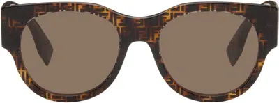 Fendi Brown Baguette Sunglasses In Coloured Havana / Br