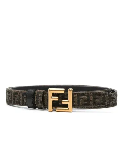 Fendi Ff Jacquard Buckle Belt In Brown