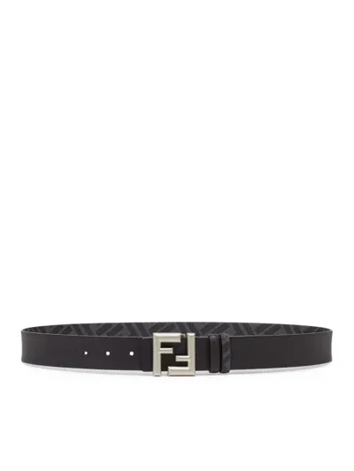 Fendi Ff Rounded Belt In Black