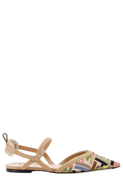 Fendi Colibri Lite Mesh Slingback Flats In Multicolor