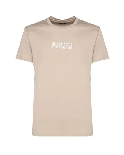 Fendi Cotton Labyrinth T-shirt In Sesame