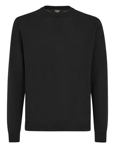 Fendi Crewneck Knit Sweater In Black