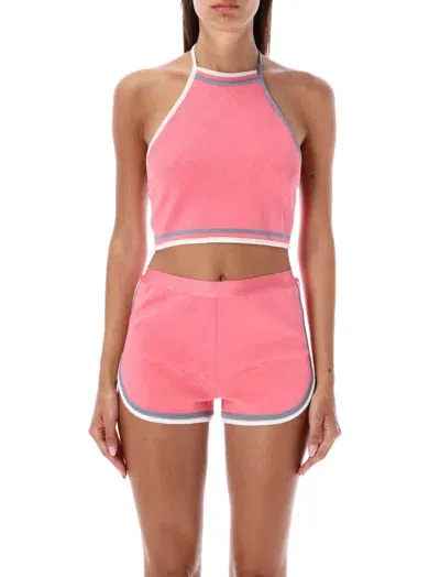 Fendi Dark Pink Viscose Blend Crop Top