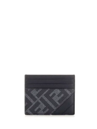 Fendi Diagonal Card Holder In Blue