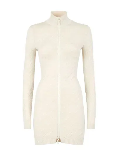 Fendi Dress White Viscose In 白色