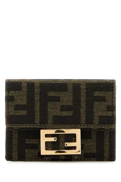 Fendi Embroidered Jacquard Baguette Wallet In Burgundy