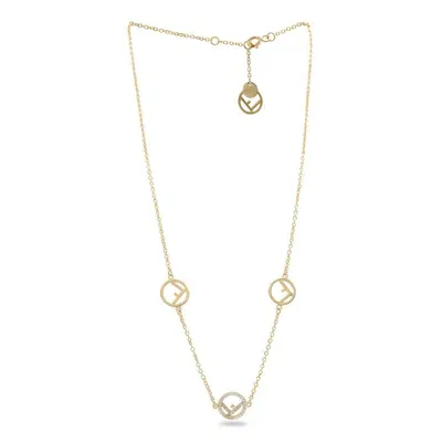 Fendi F Is  Embellished Necklace In Gold