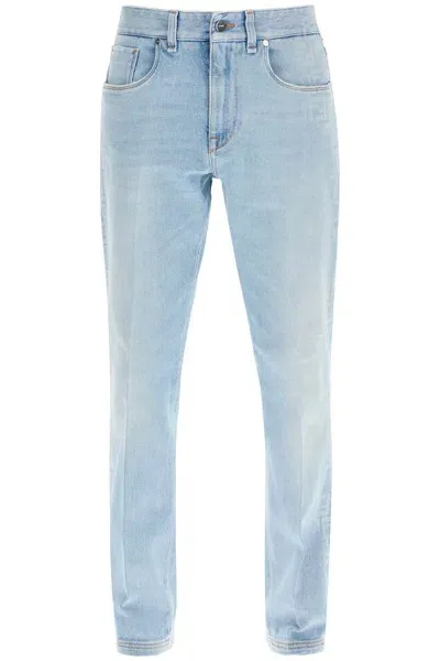 Fendi Faded Ff Pattern Jeans With In Light Blue