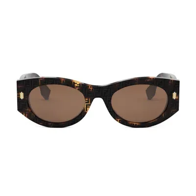 Fendi Fe40125i  Roma 55e Havana Sunglasses In Marrone