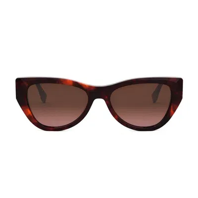 Fendi Fe40149i Ff Diamonds 54f Havana Rosso Sunglasses In Multi