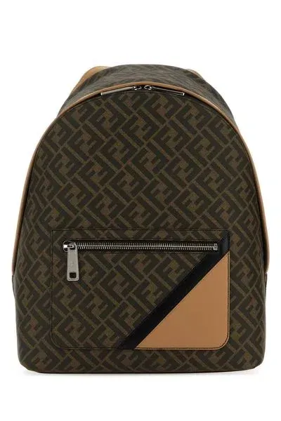 Fendi Chiodo Medium Diagonal Backpack In Brown