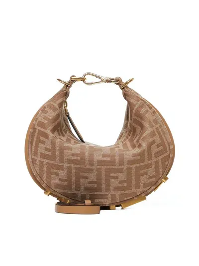 Fendi Mini Graphy Hobo Bag In Beige