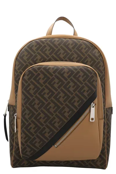 Fendi Ff Backpack In Tbmr+black+sand