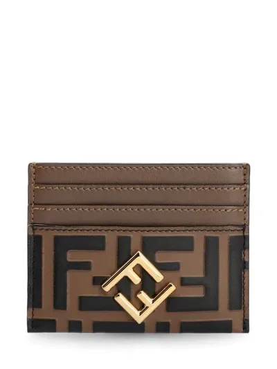 Fendi Ff Diamonds Card Case In Marron