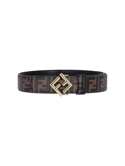 Fendi "ff Diamonds" Reversible Belt In Brown