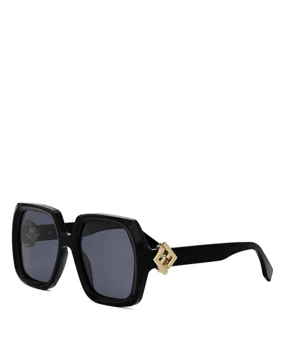 Fendi Ff Diamonds Square Sunglasses, 53mm In Black/gray Solid