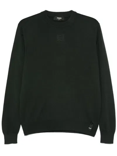 Fendi Ff-embossed Sweater In Green