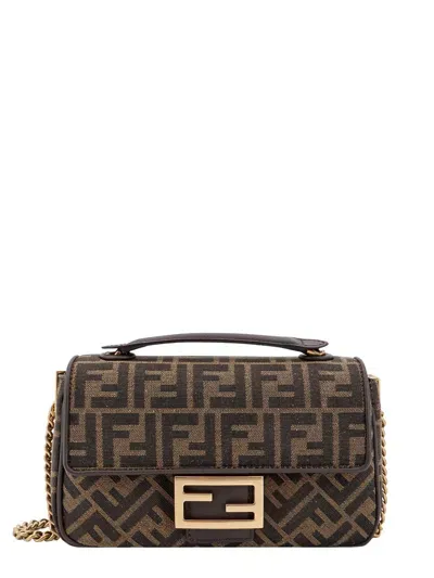 Fendi Monogrammed Shoulder Bag In Brown