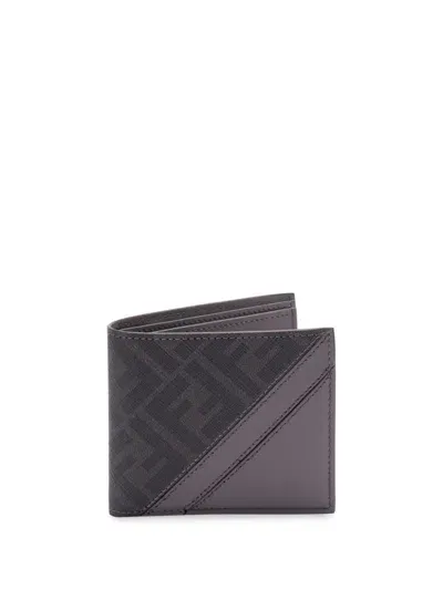 Fendi Ff-jacquard Bi-fold Wallet In Grey