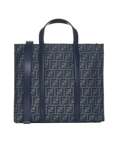 Fendi Ff-jacquard Tote Bag In Blue