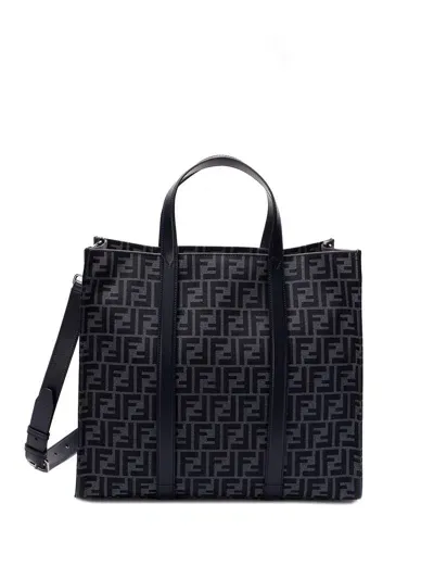 Fendi `ff Jacquard` Shopper Bag In Denim