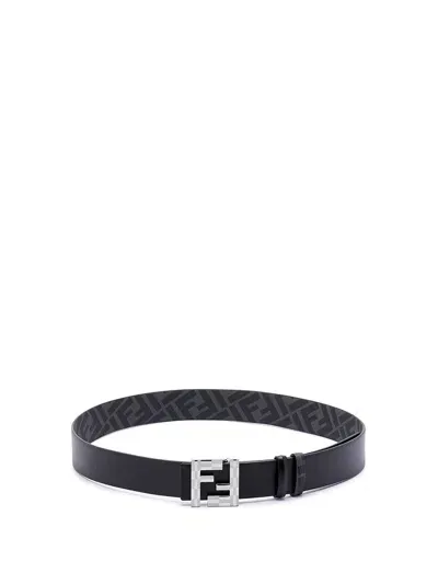 Fendi `ff` Reversible Belt In Black  