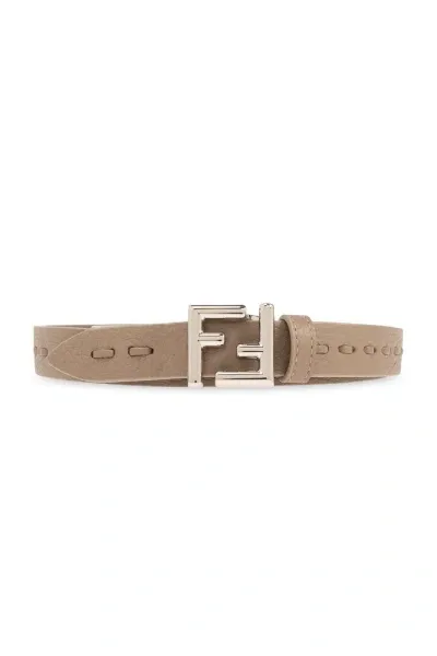 Fendi Ff Reversible Belt In Grey