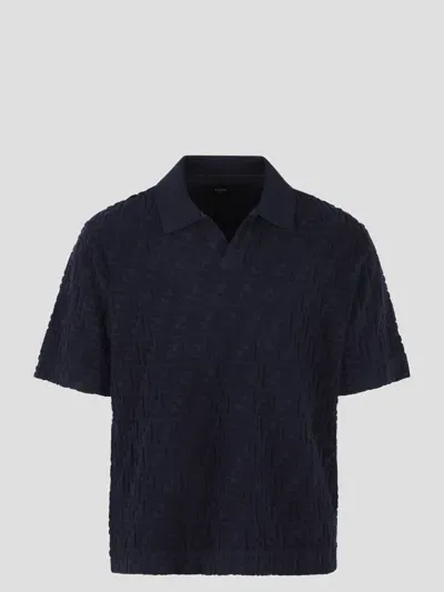 Fendi Ff Terry Polo Shirt In Blue