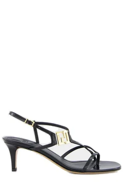 Fendi Ffold 55mm Leather Sandals In Black