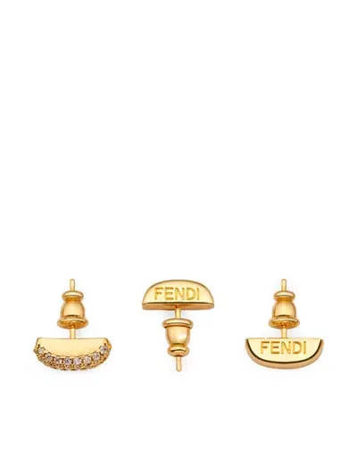 Fendi Filo Earrings Set (set Of Three) In Gold