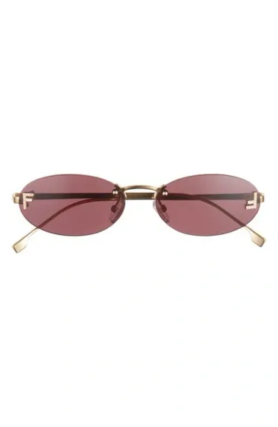 Fendi Rimless Oval-frame Crystal-embellished Gold-tone Sunglasses In Shiny Endura Gold Violet