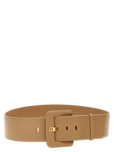 Fendi Loop Hardware Textured Finish Belt In Brown