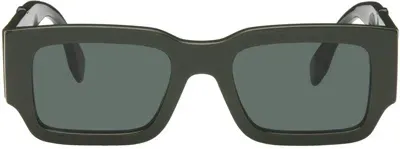 Fendi The  Diagonal 51mm Rectangular Sunglasses In Shiny Dark Green/gre