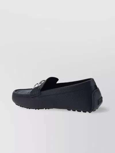 Fendi Logo-print Leather Loafers In Black